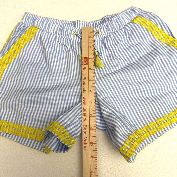 Lilly Pulitzer Size XXS Katia Embroidered Shorts Yellow Blue Peri Swizzle Stripe - Picture 9 of 11